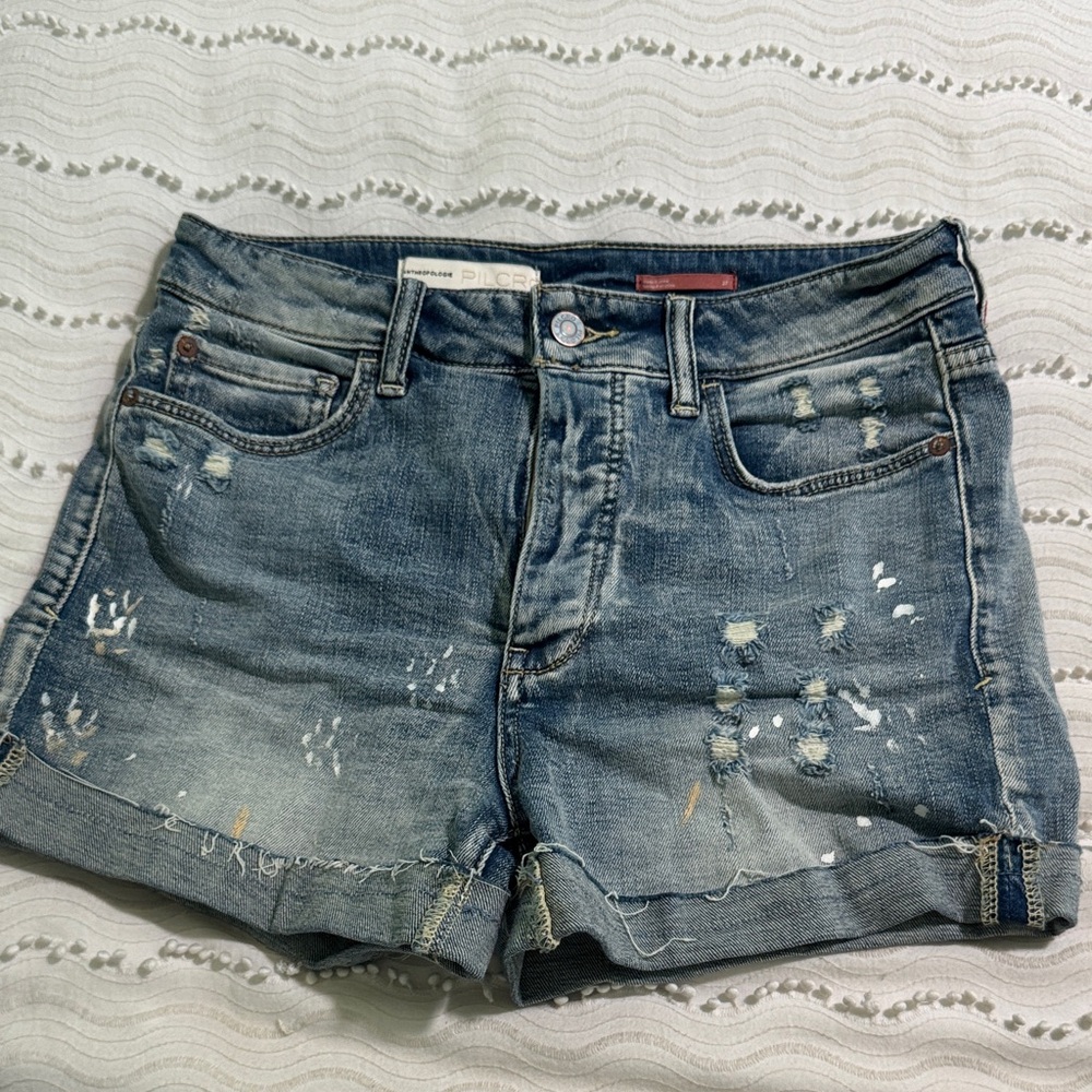 Anthropology Pilcro Women’s Distressed Denim Shorts Paint Splatter